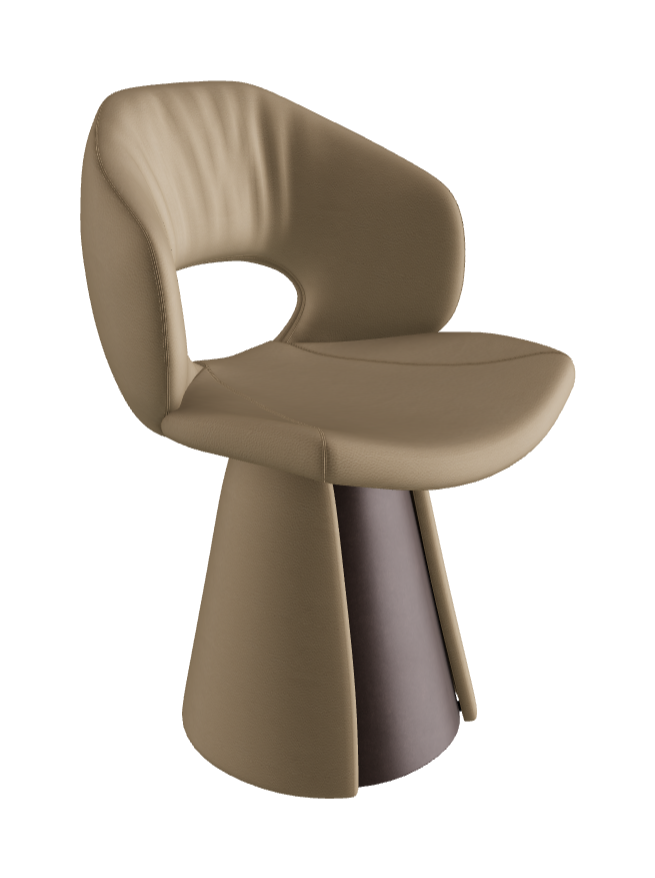 Dafne Dining Armchair_Bronze Embossed_Synthetic Leather_Tortora