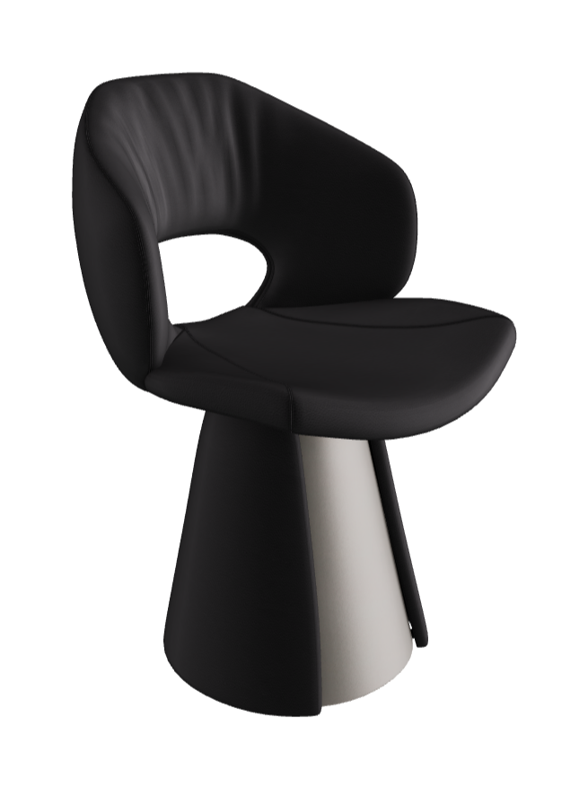 Dafne Dining Armchair_Titanium Embossed_Synthetic Leather_Nero