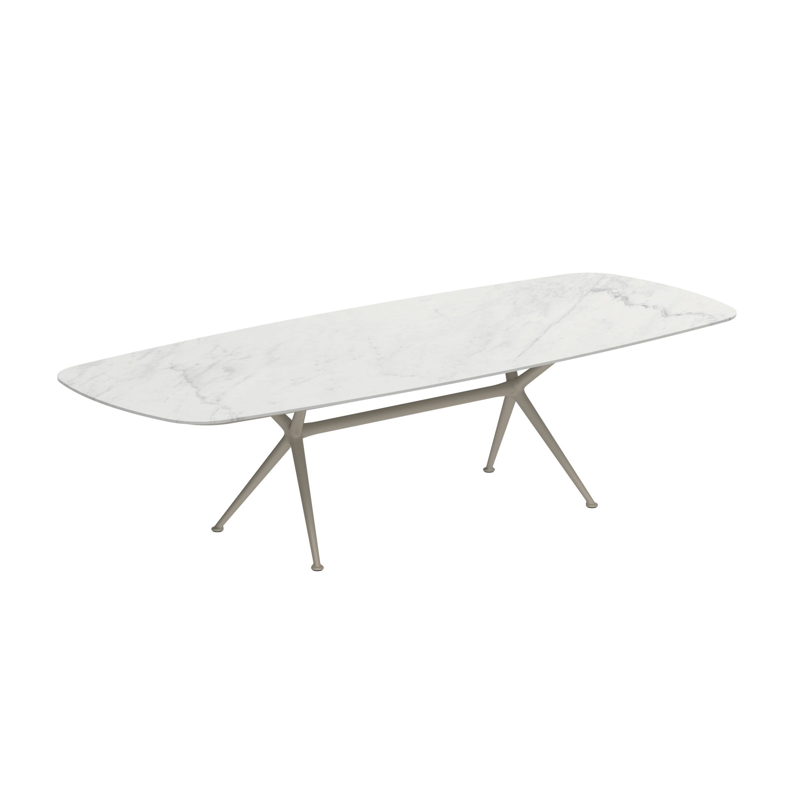 Exes Table 300x120cm Alu Legs Sand - Table Top Ceramic Bianco Statuario