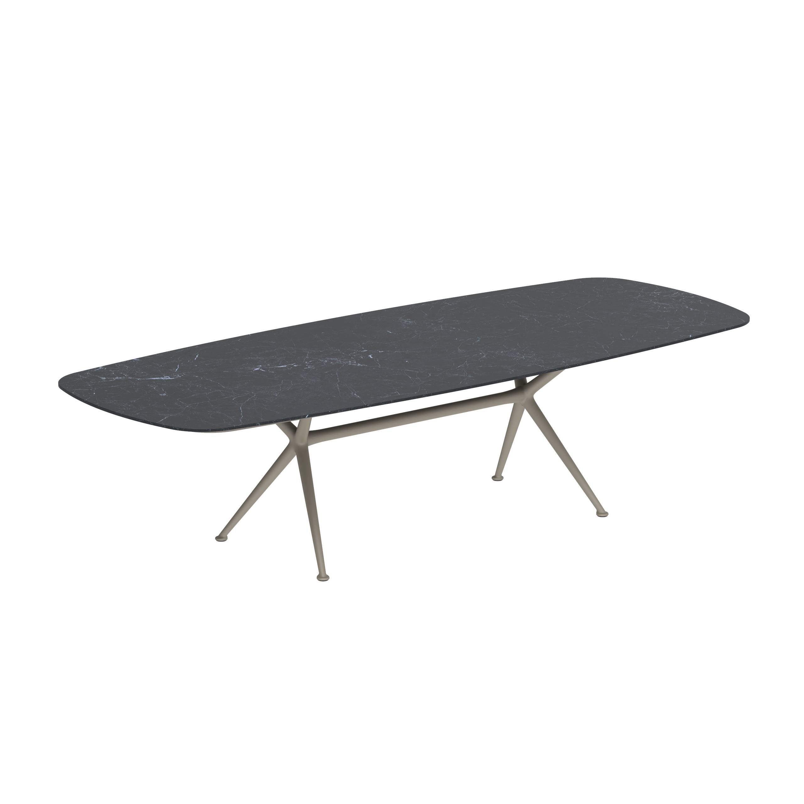 Exes Table 300x120cm Alu Legs Sand - Table Top Ceramic Nero Marquina