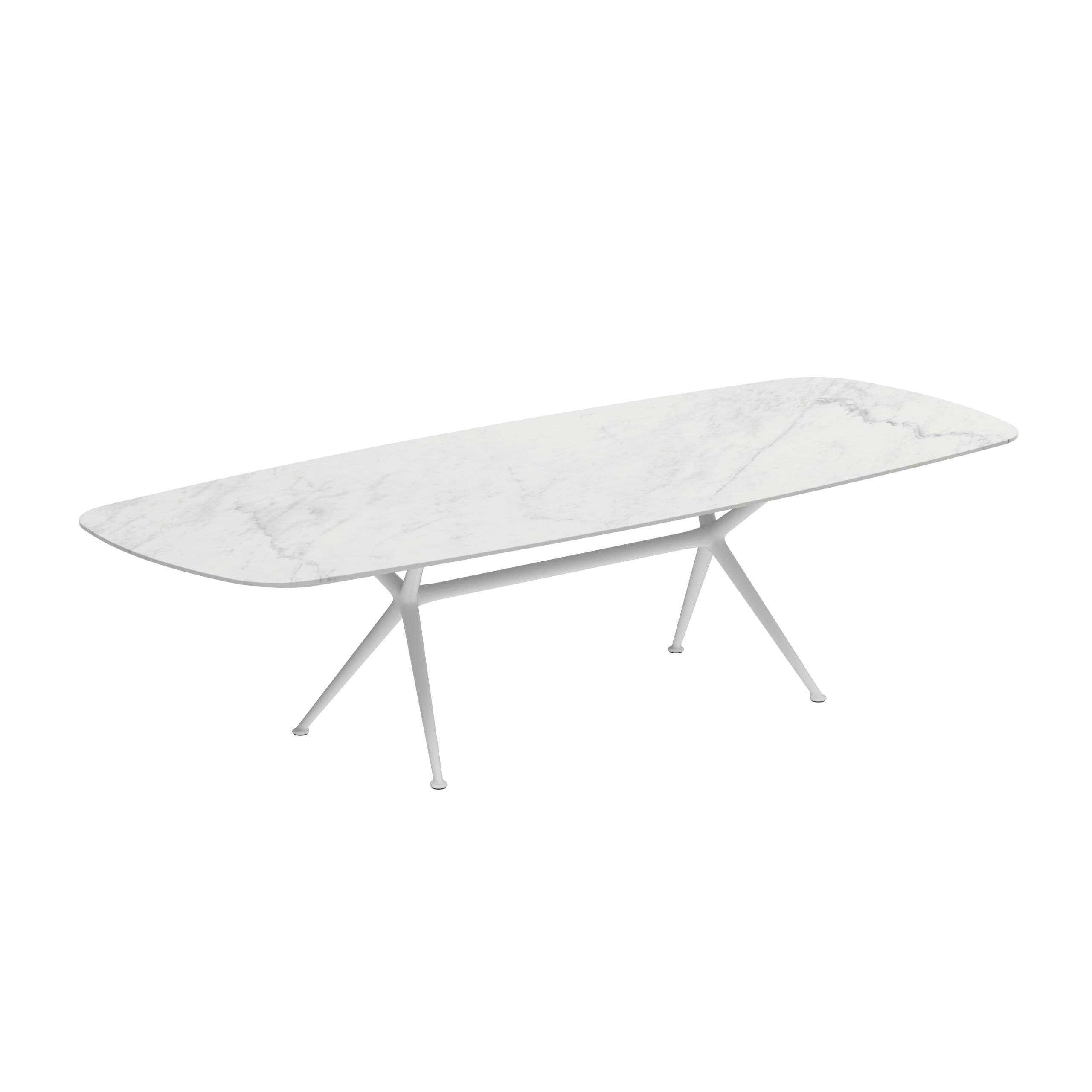 Exes Table 300x120cm Alu Legs White - Table Top Ceramic Bianco Statuario