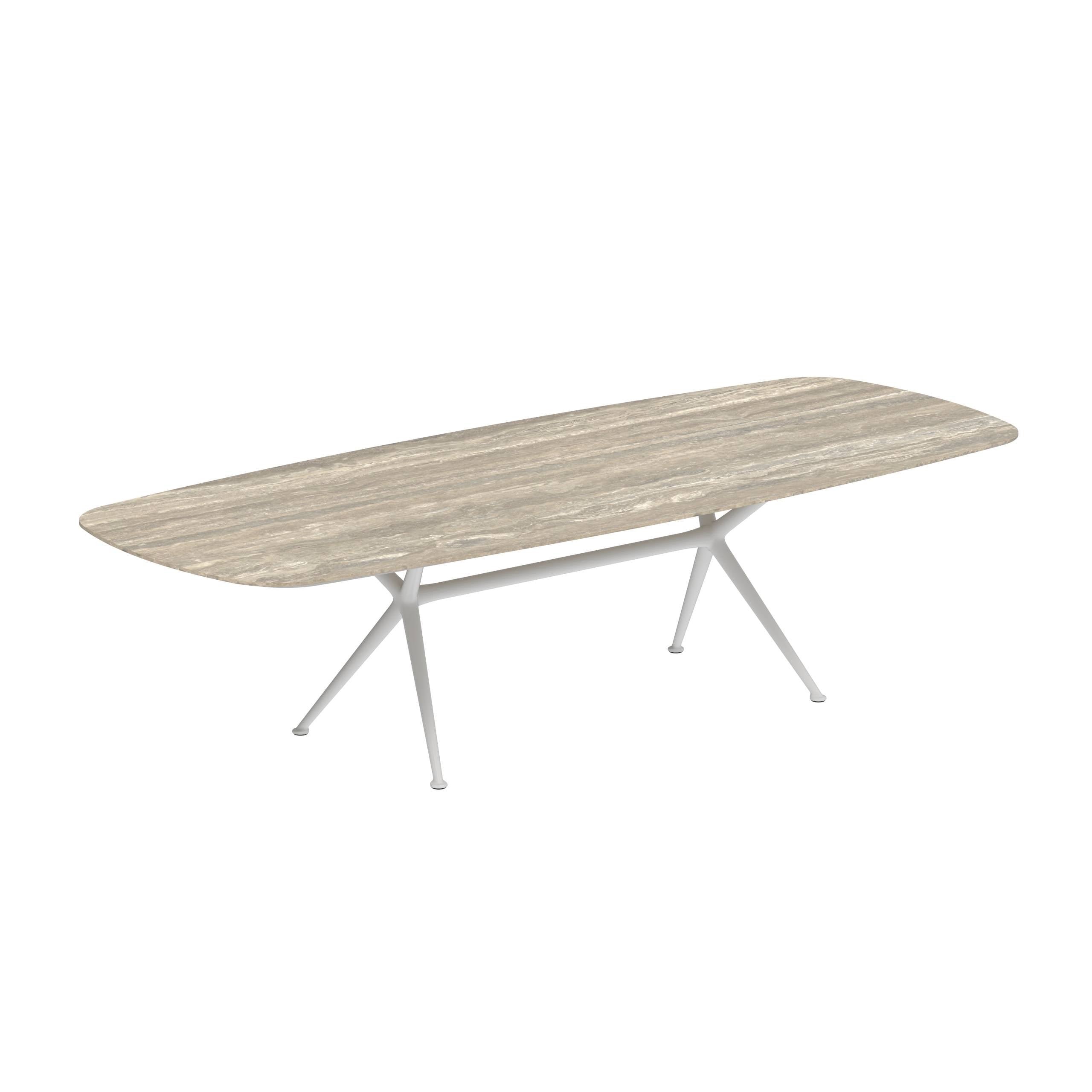 Exes Table 300x120cm Alu Legs White - Table Top Ceramic Travertino