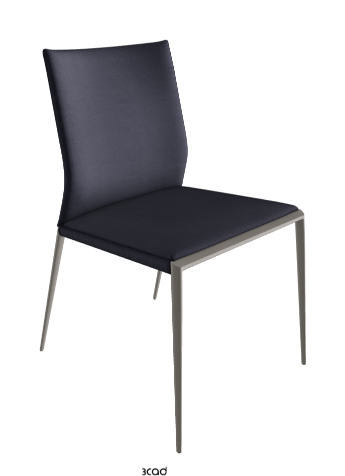 Eva Dining Chair_Titanium Embossed_Soft Leather_Navy
