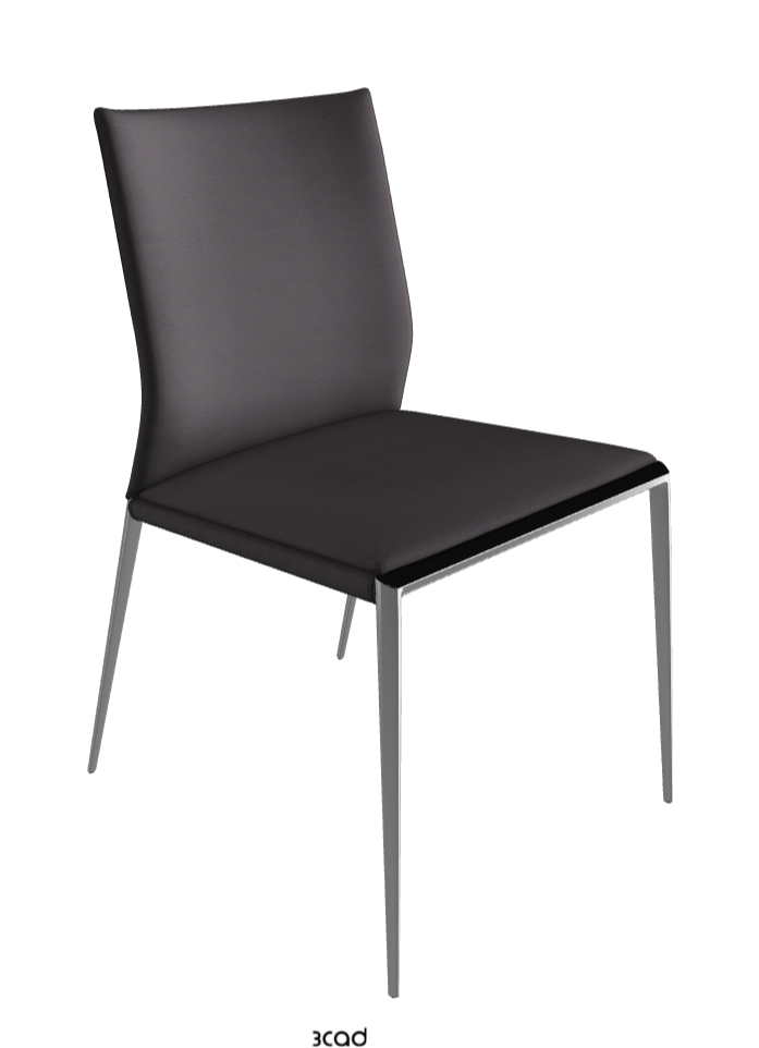Eva Dining Chair_Chrome_Soft Leather:_Piombo