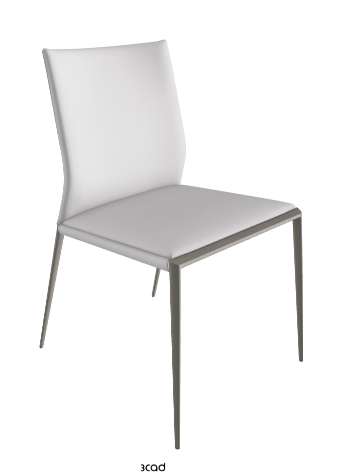 Eva Dining Chair_Titanium Embossed_Synthetic Leather_Bianco