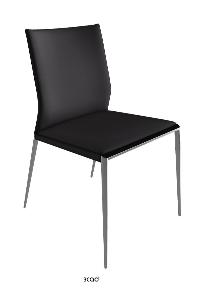 Eva Dining Chair_Chrome_Synthetic Leather:_Nero