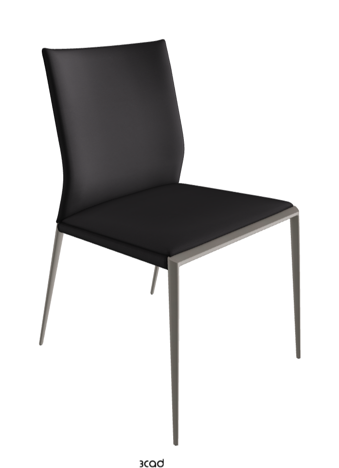 Eva Dining Chair_Titanium Embossed_Synthetic Leather_Nero