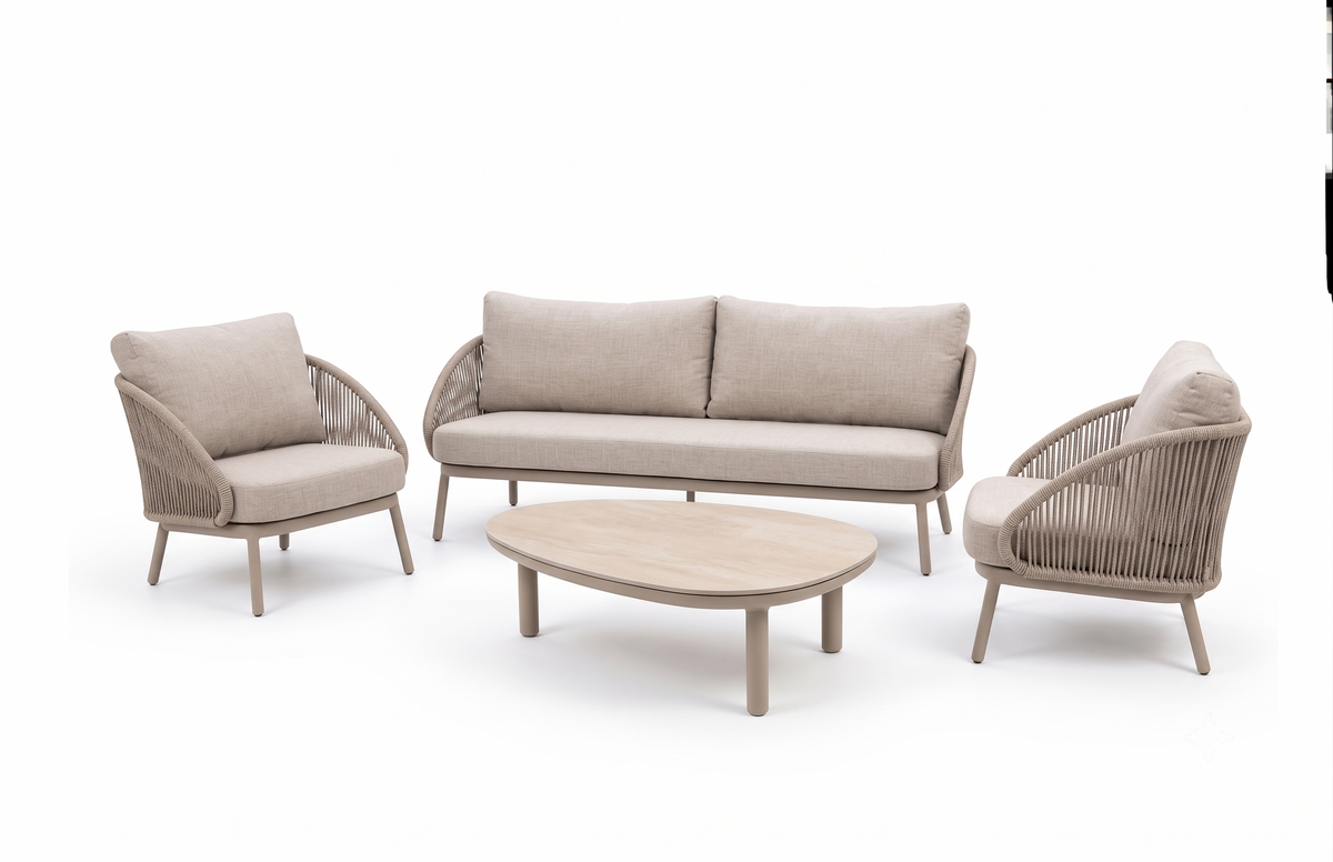 4 Seasons Outdoor Wave 5 Seat Lounge With Coffee Tables & Footstools