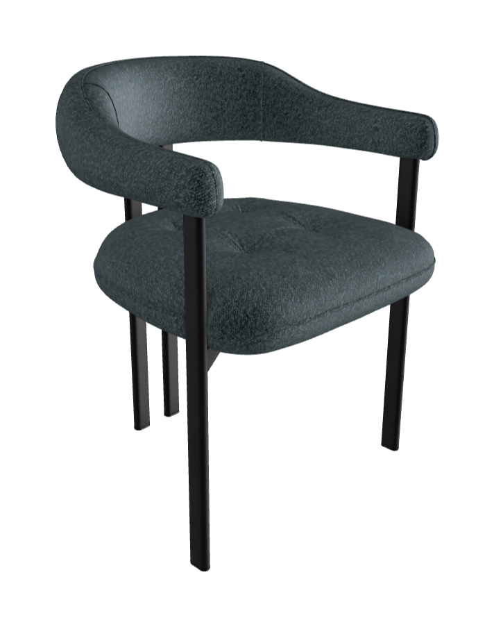 Greta Dining Armchair_Black Embossed_Fabric_B245
