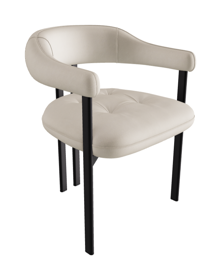 Greta Dining Armchair_Black Embossed_Micro Nubuk_White