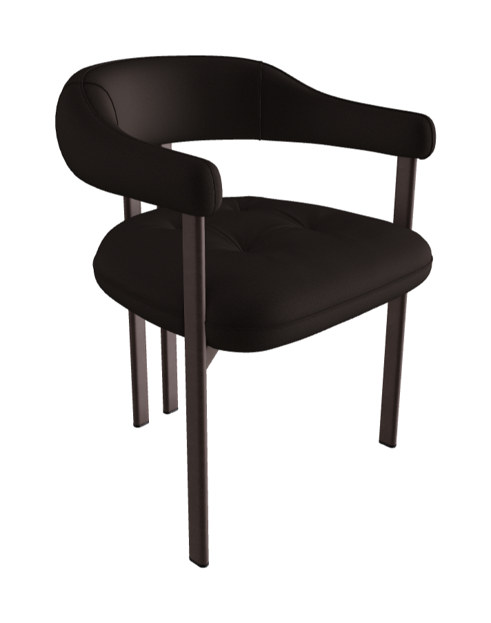Greta Dining Armchair_Bronze Embossed_Glove Soft Leather_Carbon
