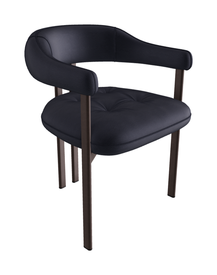 Greta Dining Armchair_Bronze Embossed_Soft Leather_Navy