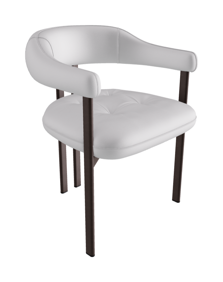 Greta Dining Armchair_Bronze Embossed_Soft Leather_Bianco