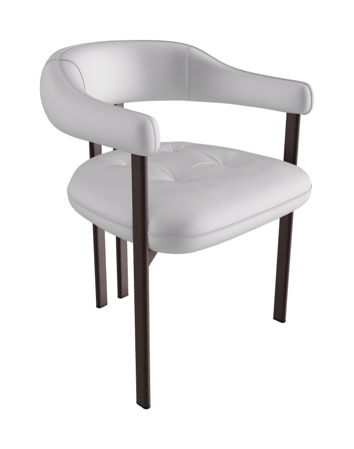 Greta Dining Armchair_Bronze Embossed_Synthetic Leather_Bianco