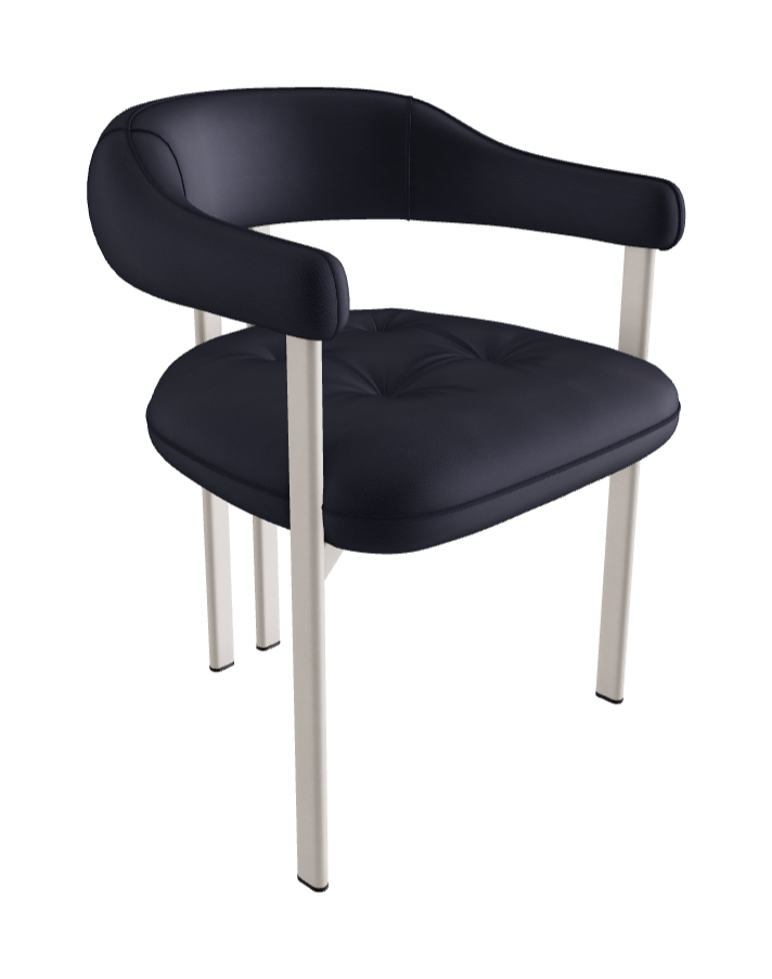 Greta Dining Armchair_Pearl Embossed_Synthetic Leather_Navy