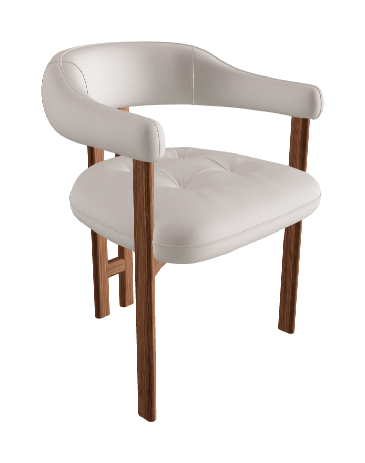 Greta Wood Dining Armchair_Walnut Canaletto_Category B Fabric_B145-T10