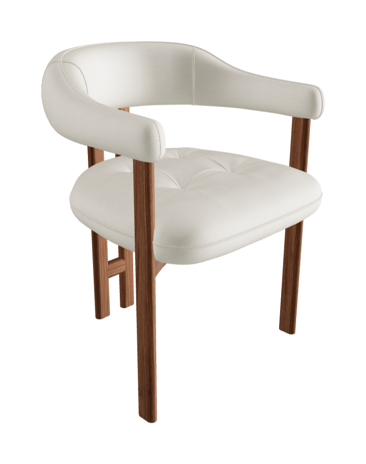 Greta Wood Dining Armchair_Walnut Canaletto_Category D Fabric_D050-T10