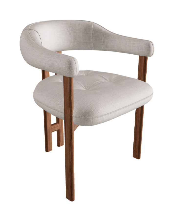 Greta Wood Dining Armchair_Walnut Canaletto_Category F Fabric_F131-T10