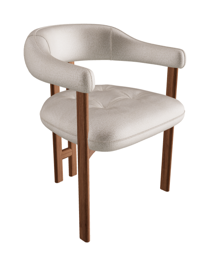 Greta Wood Dining Armchair_Walnut Canaletto_Category B Fabric_B055-T20
