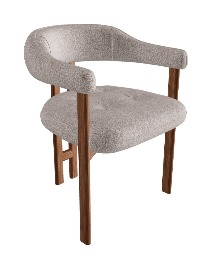 Greta Wood Dining Armchair_Walnut Canaletto_Category B Fabric_B118-T20