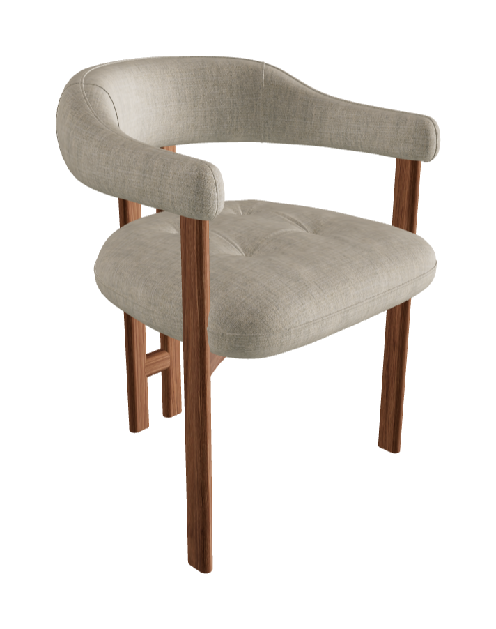 Greta Wood Dining Armchair_Walnut Canaletto_Category D Fabric_D046-T20