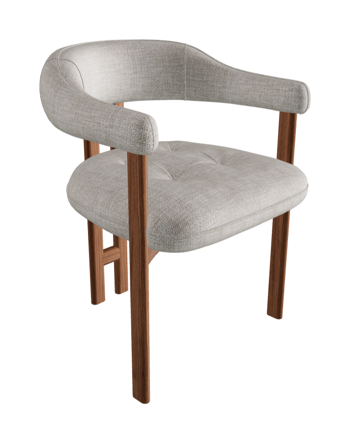 Greta Wood Dining Armchair_Walnut Canaletto_Category D Fabric_D112-T20