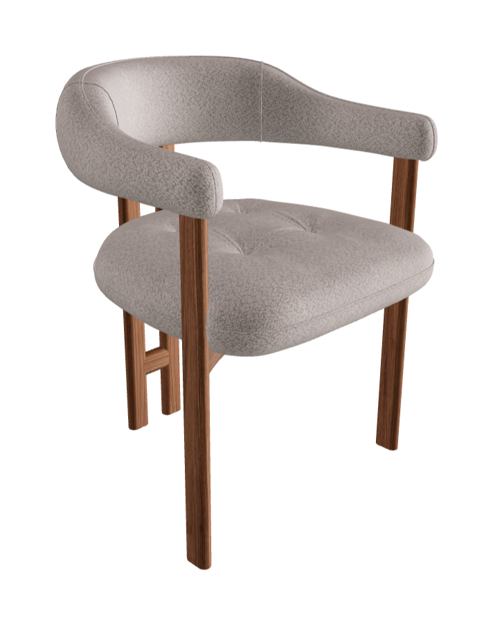 Greta Wood Dining Armchair_Walnut Canaletto_Category D Fabric_D081-T30