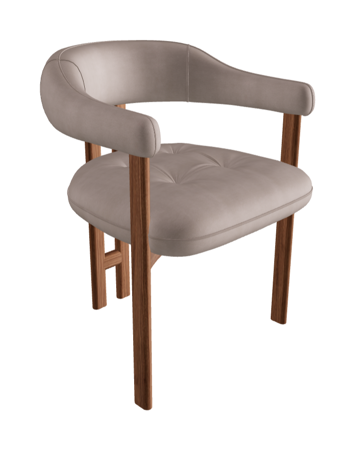 Greta Wood Dining Armchair_Walnut Canaletto_Category F Fabric_F015-T40