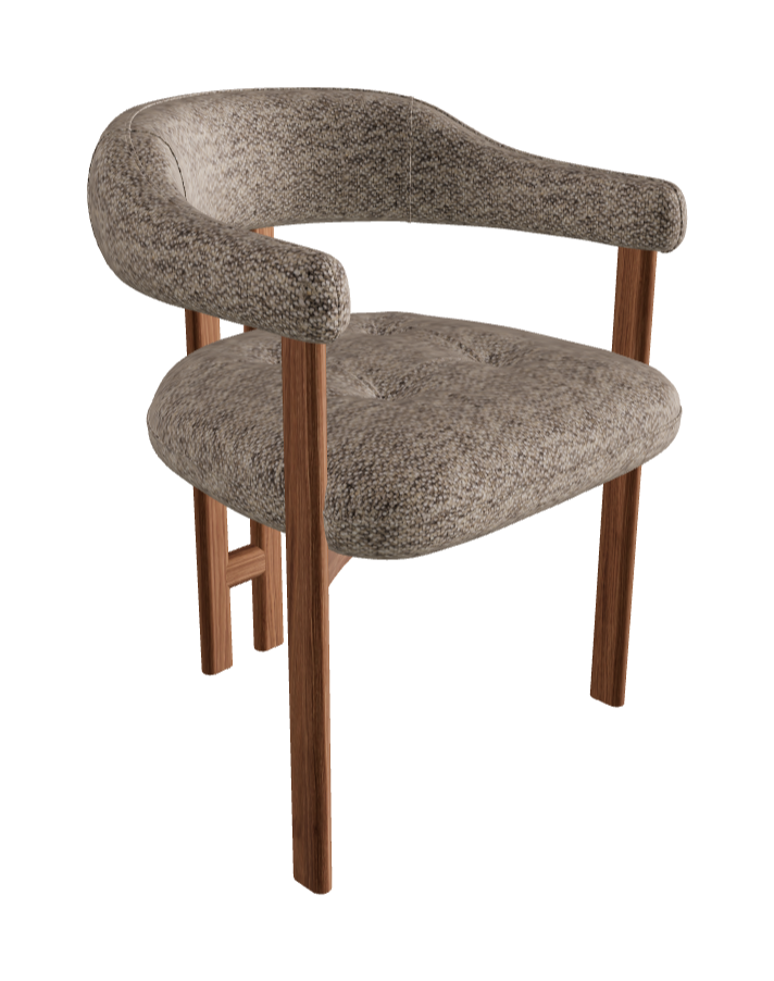 Greta Wood Dining Armchair_Walnut Canaletto_Category F Fabric_F102-T40