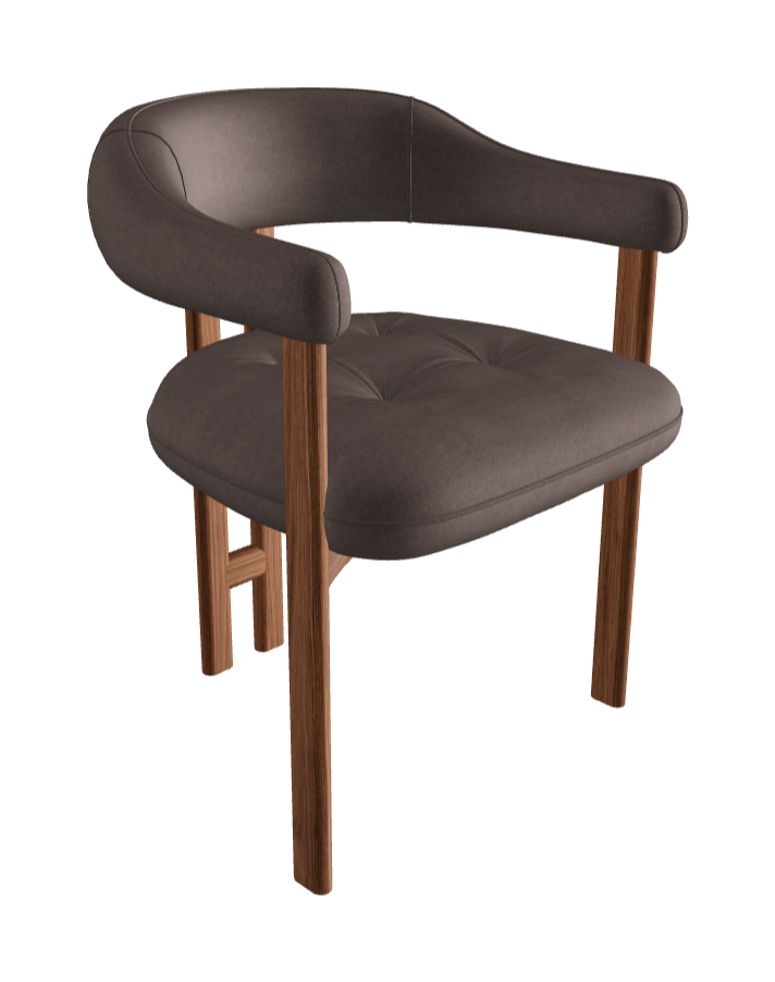 Greta Wood Dining Armchair_Walnut Canaletto_Category D Fabric_D026-T50
