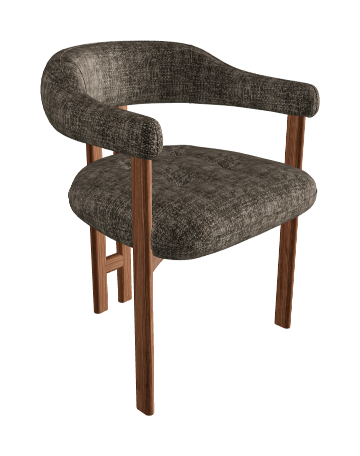 Greta Wood Dining Armchair_Walnut Canaletto_Category D Fabric_D111-T50