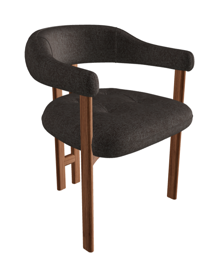 Greta Wood Dining Armchair_Walnut Canaletto_Category B Fabric_B163-T60