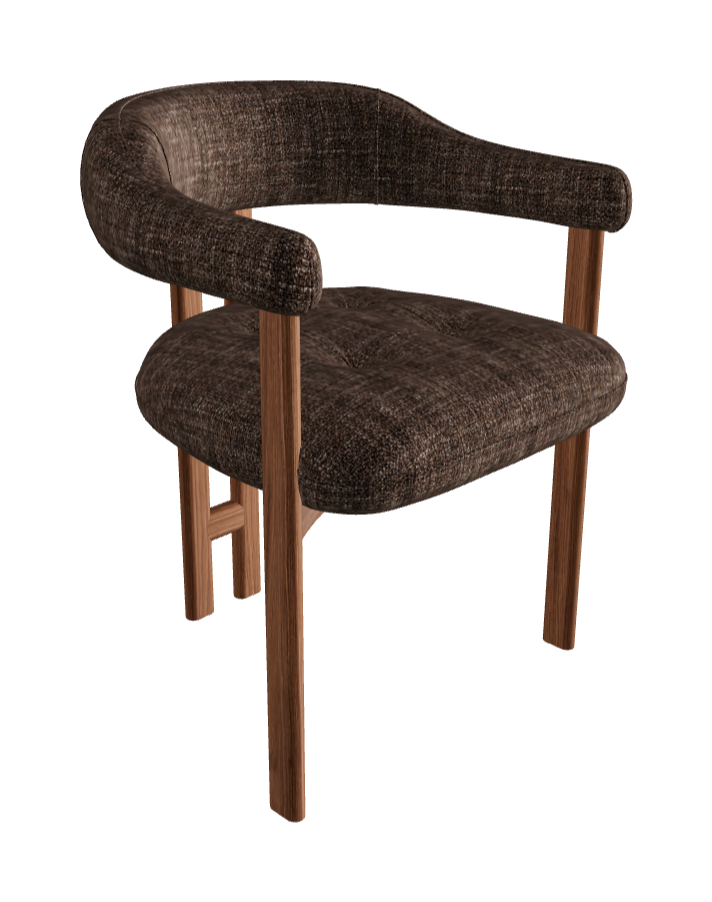 Greta Wood Dining Armchair_Walnut Canaletto_Category D Fabric_D037-T60