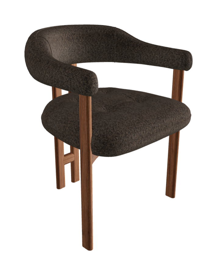 Greta Wood Dining Armchair_Walnut Canaletto_Category D Fabric_D038-T60
