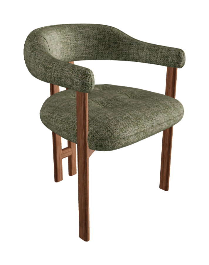 Greta Wood Dining Armchair_Walnut Canaletto_Category D Fabric_D110-T80