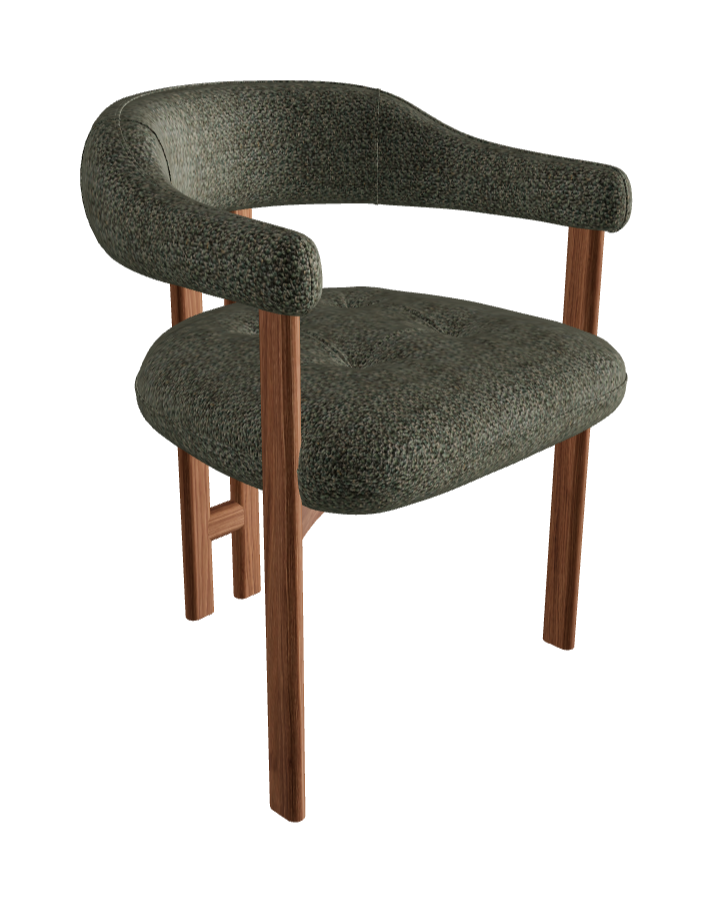 Greta Wood Dining Armchair_Walnut Canaletto_Category F Fabric_F105-T80