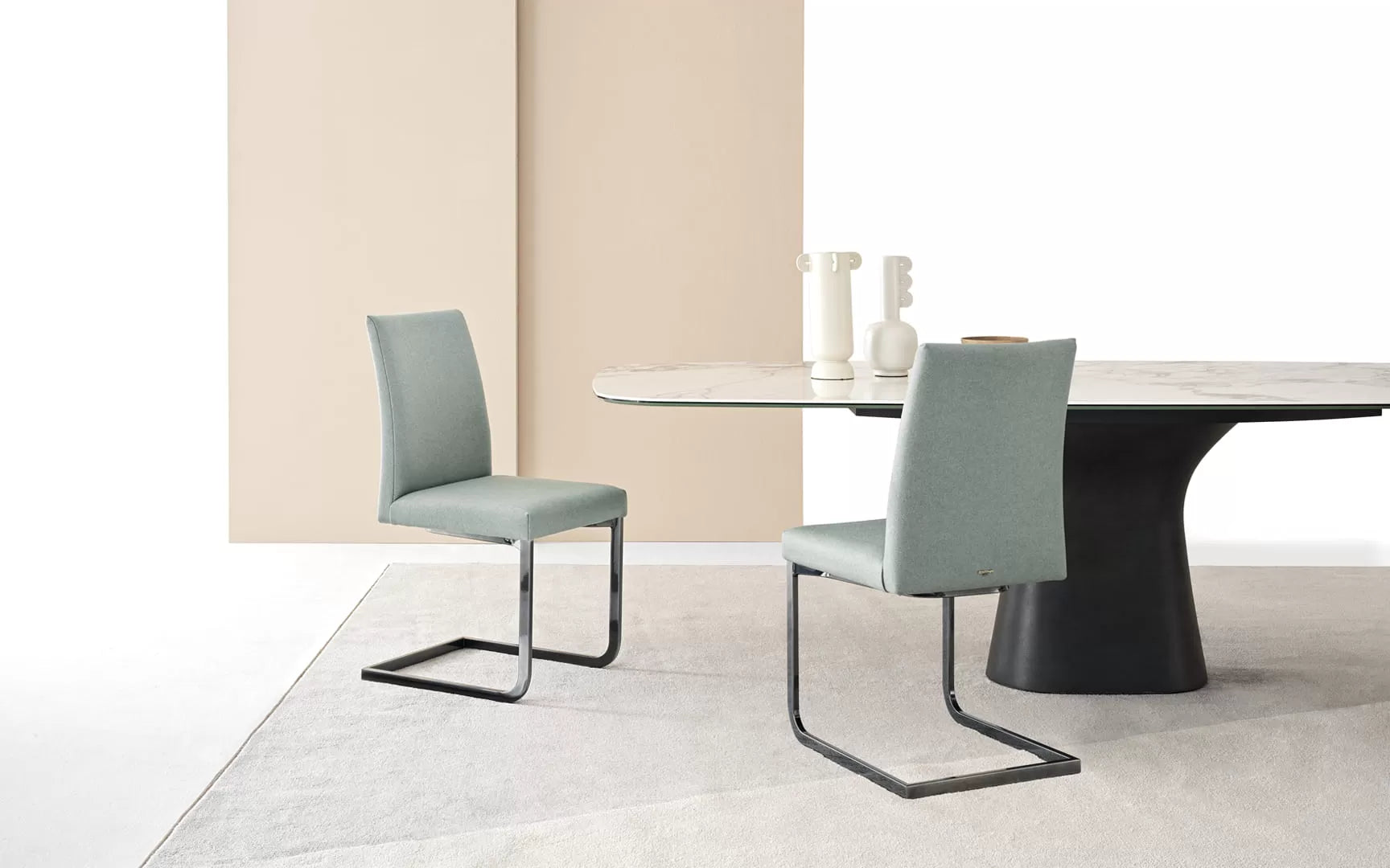 Bontempi Casa Hisa Chair With Lacquered Metal Frame High Back