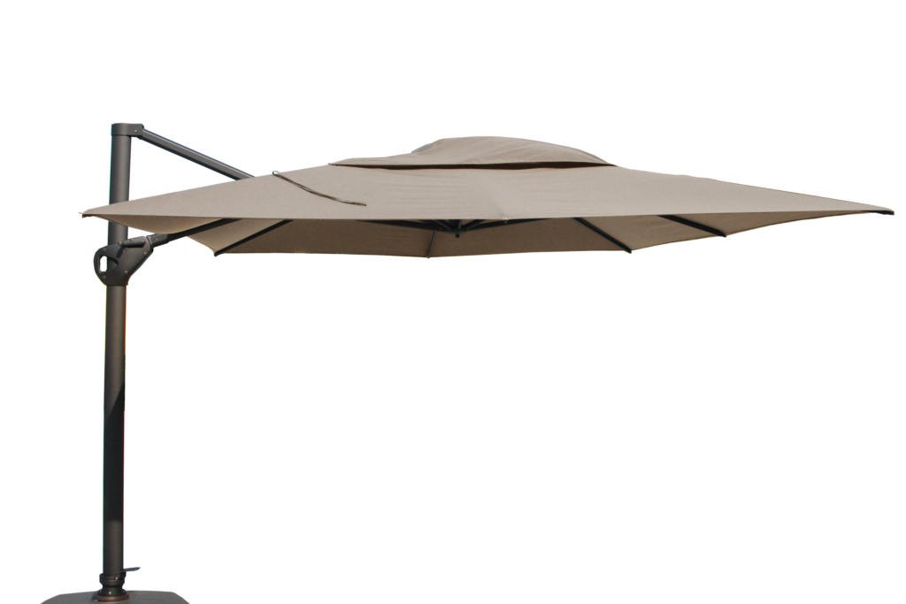 4 Seasons Outdoor Meteoro Corner Set With HPL Coffee Table & Hacienda Parasol