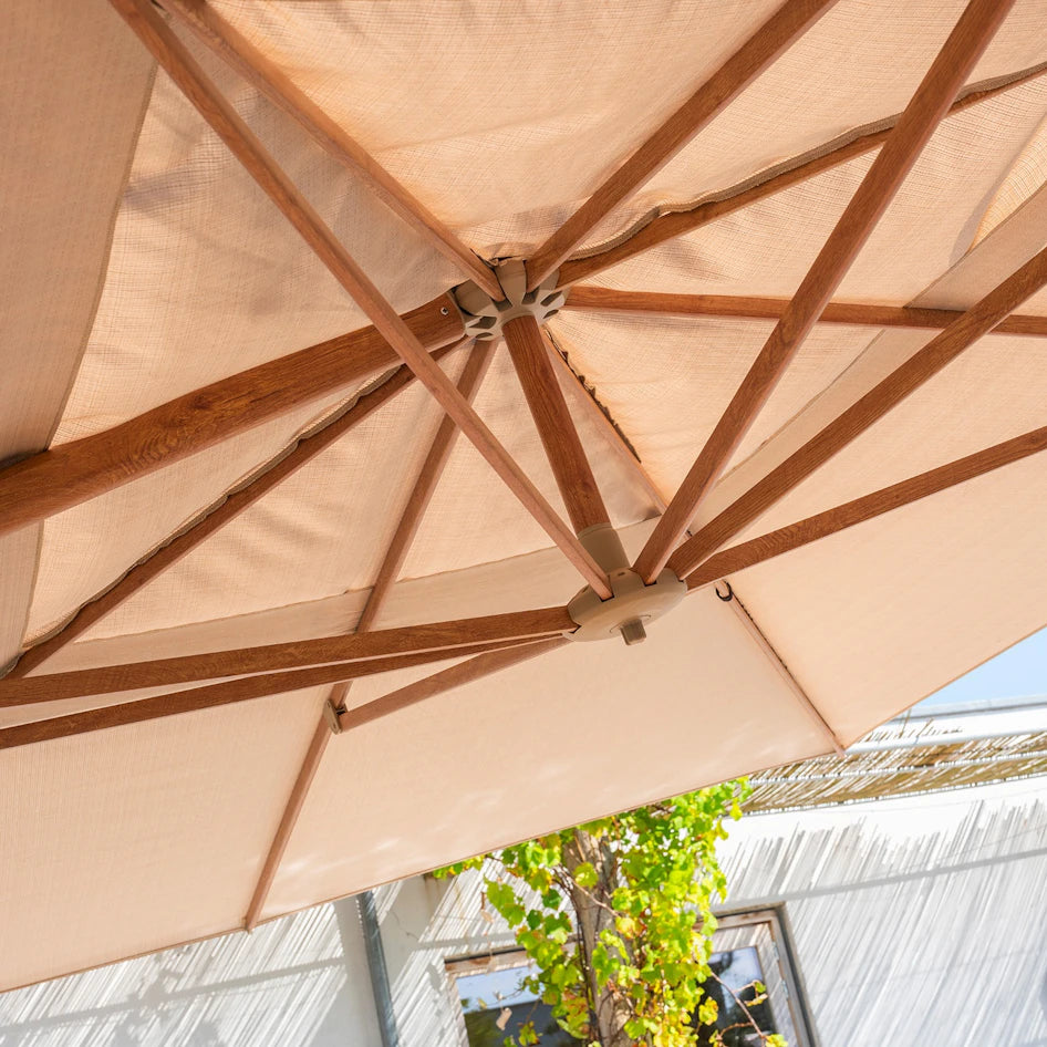 4 Seasons Outdoor Hacienda Parasol 3m x 4m in Sand & Protective Cover Included
