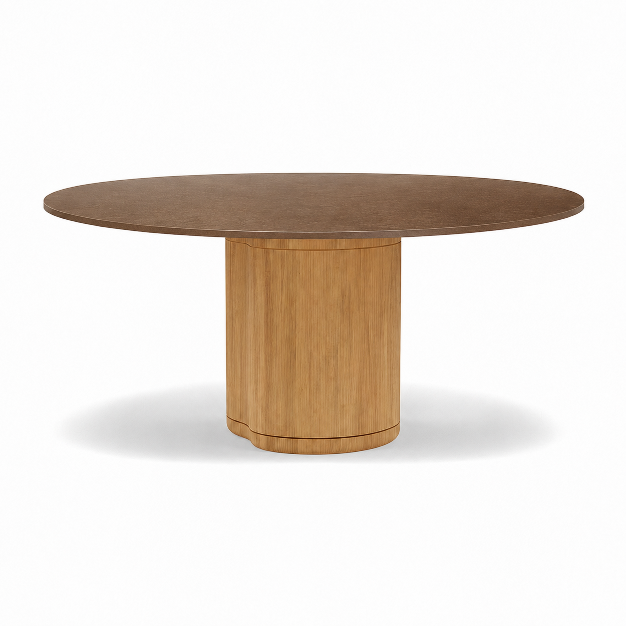 40% Discount Ex Display | Manutti Ogado Low 148cm Round Rust Ceramic Dining Table with 5 Yiko Lounge Chairs and deco cushions | Perfect Condition