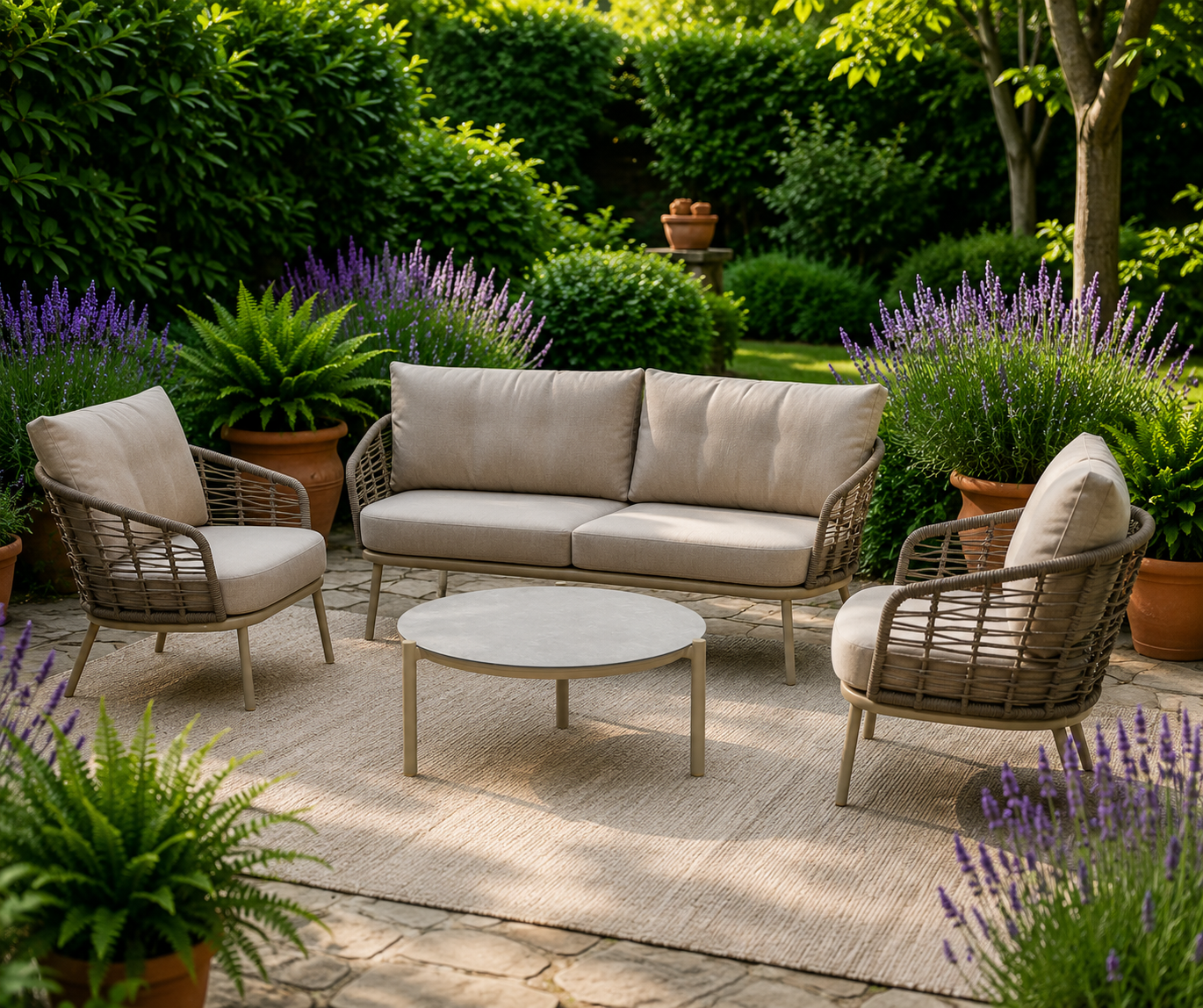 4 Seasons Outdoor Puglia Organic Lounge with Vic Coffee Table