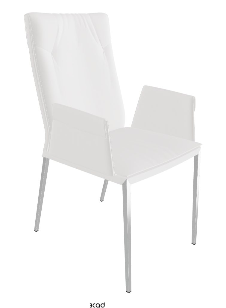 Isabel ML High-Back Dining Armchair_Black Chrome_Synthetic Leather-_Bianco