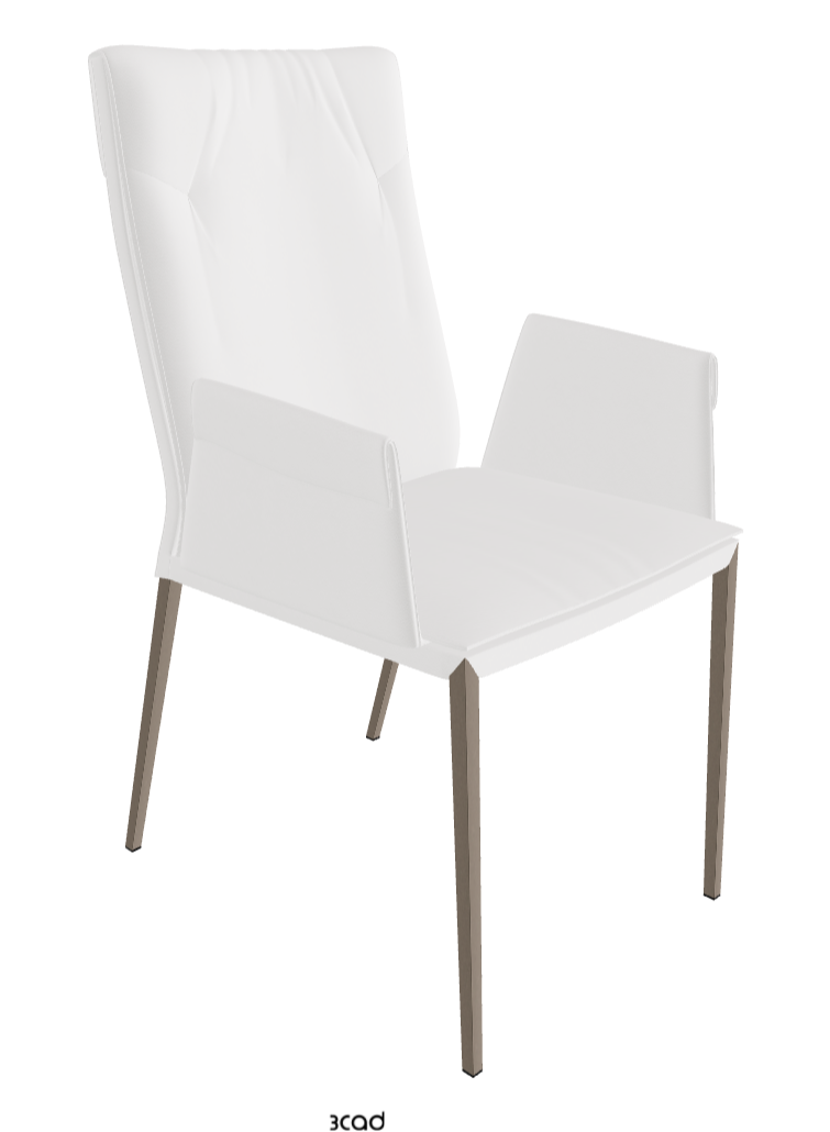 Isabel ML High-Back Dining Armchair_Titanium Embossed_Synthetic Leather_Bianco