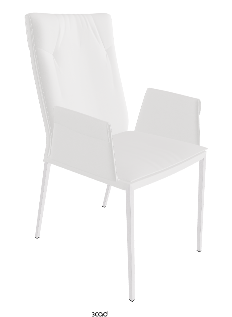 Isabel ML High-Back Dining Armchair_Pearl Embossed_Synthetic Leather_Bianco