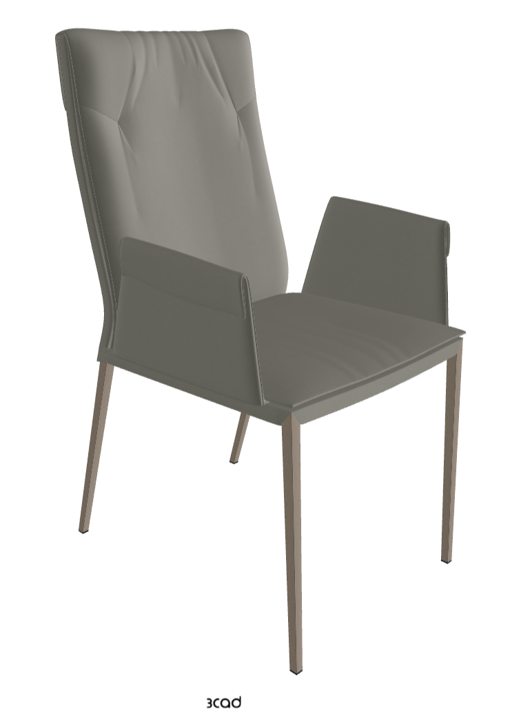 Isabel ML High-Back Dining Armchair_Titanium Embossed_Synthetic Leather_Cemento