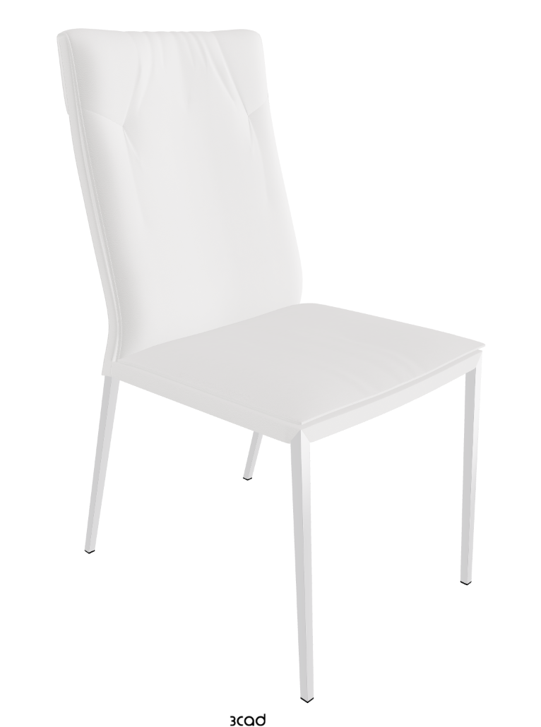 Isabel ML High-Back Dining Chair_Chrome_Synthetic Leather:_Bianco