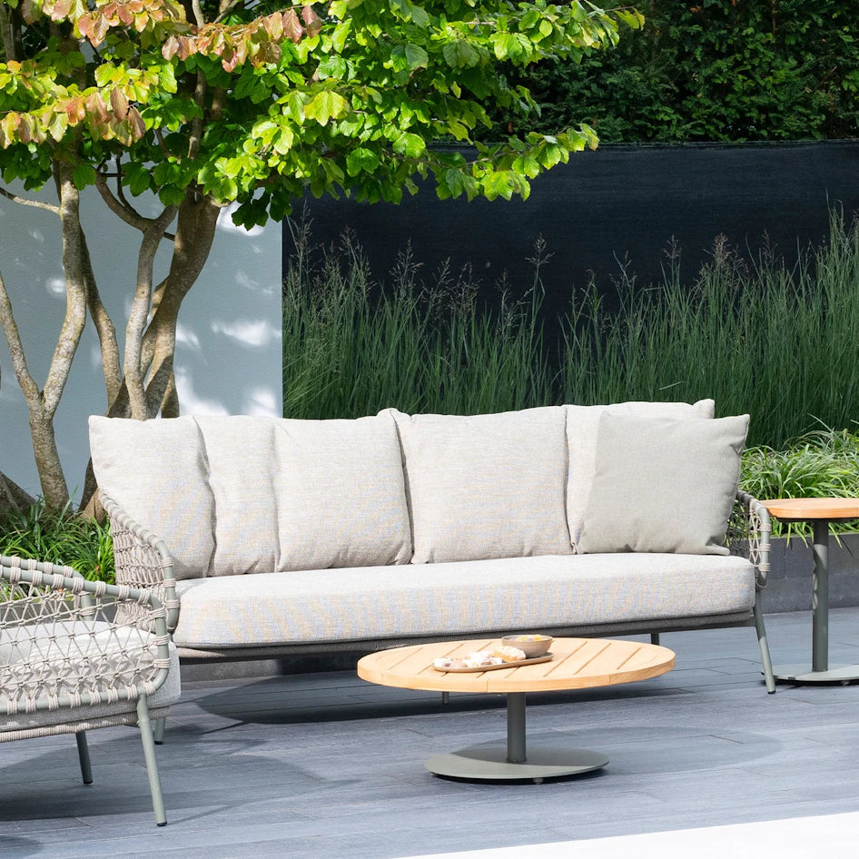 4 Season Outdoor Jura Living Bench 3 Seater Olive With 3 Cushions