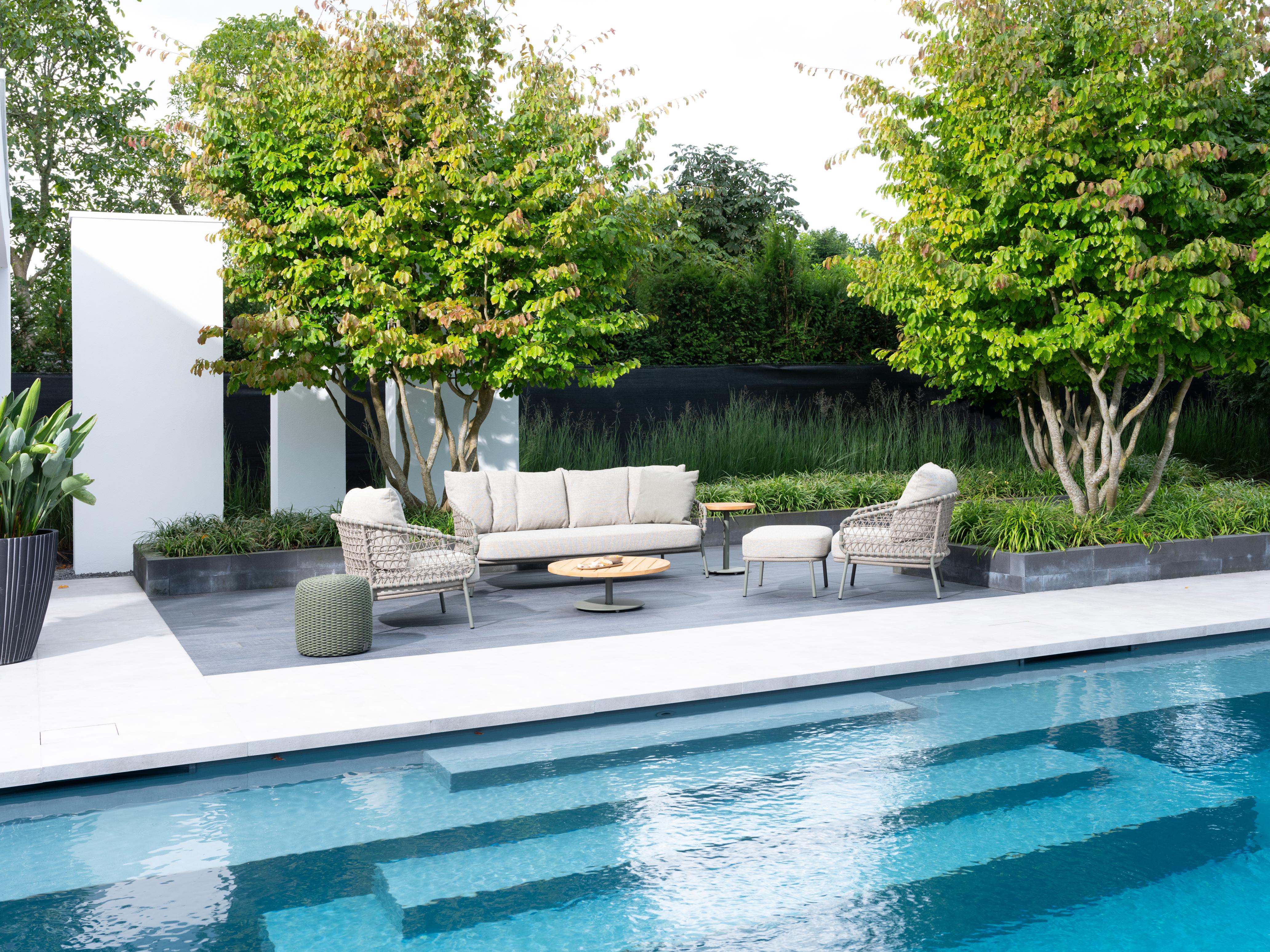 4 Season Outdoor Jura Footstool Olive With Cushions