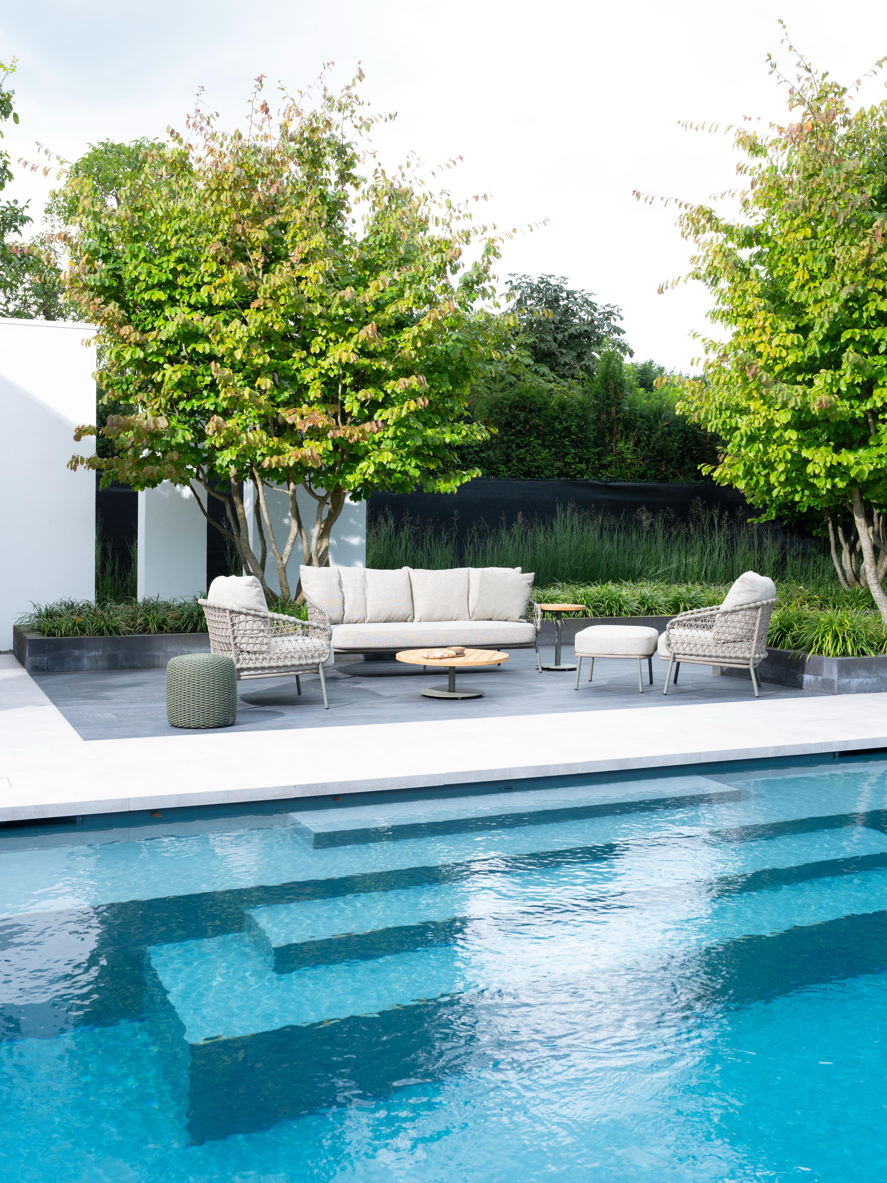 4 Season Outdoor Jura Footstool Olive With Cushions