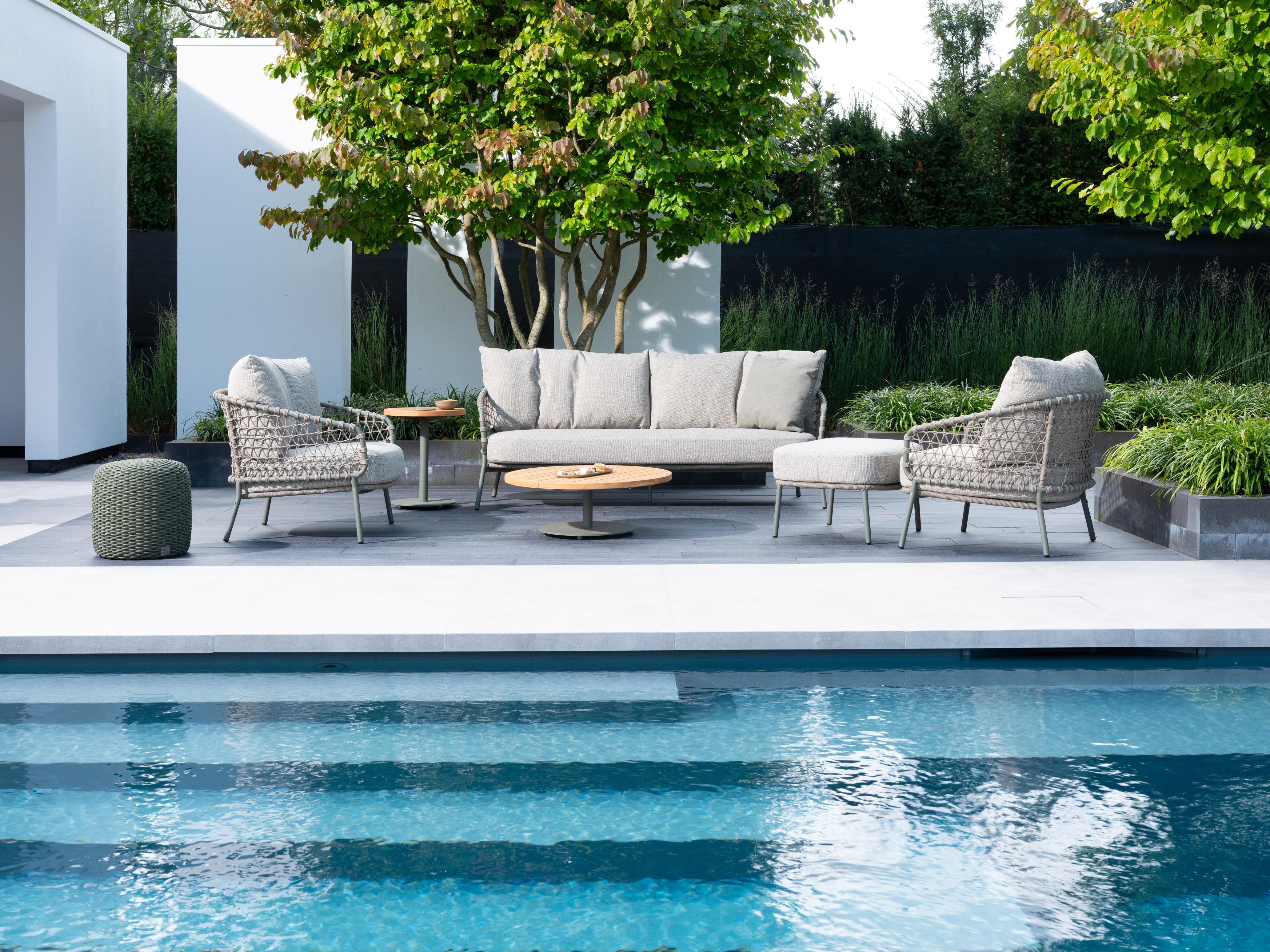 4 Season Outdoor Jura Living Bench 3 Seater Olive With 3 Cushions